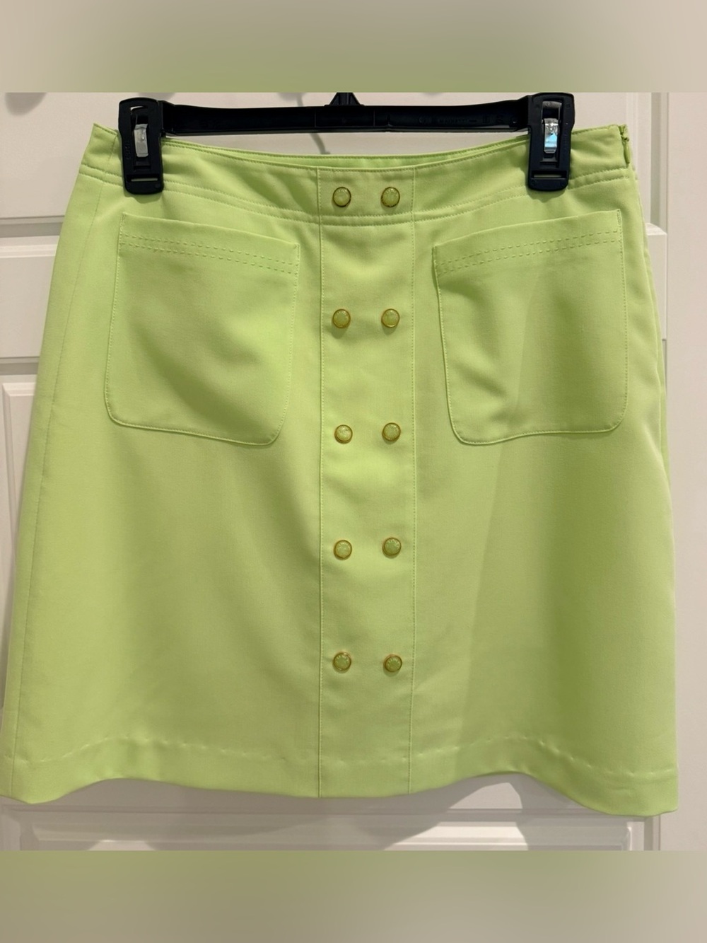 EP Pro Golf Skort Women 4 Lime Green Double Breasted Button Front Pocket Stretch